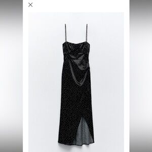 Dotted Satin Effect Corset Dress